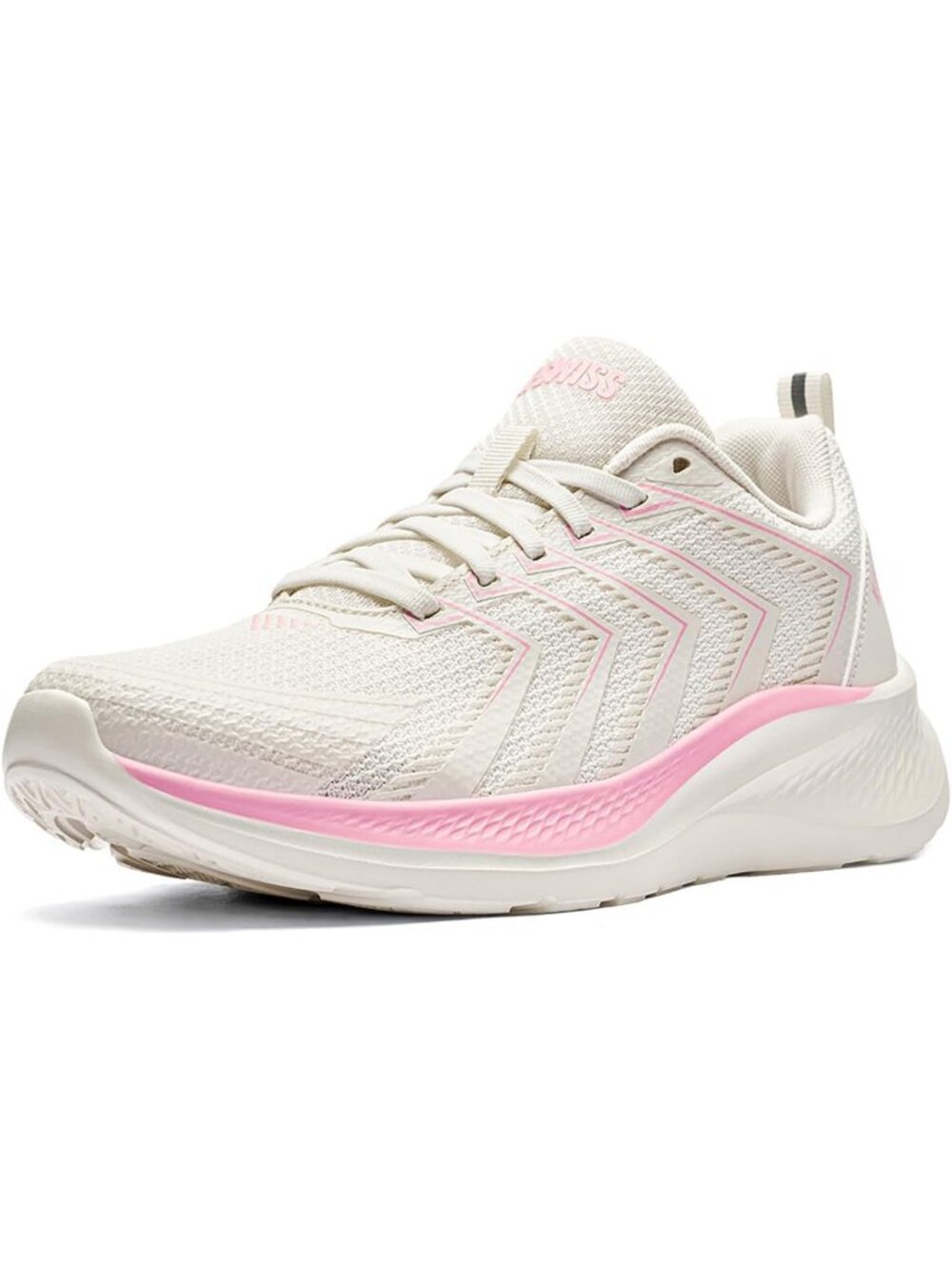 Women's White/Pink Lightweight Mellow Running Fashion Sneakers for Light Workout